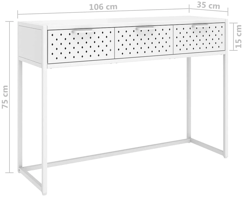 Konsolinis staliukas, baltos spalvos, 106x35x75cm, plienas