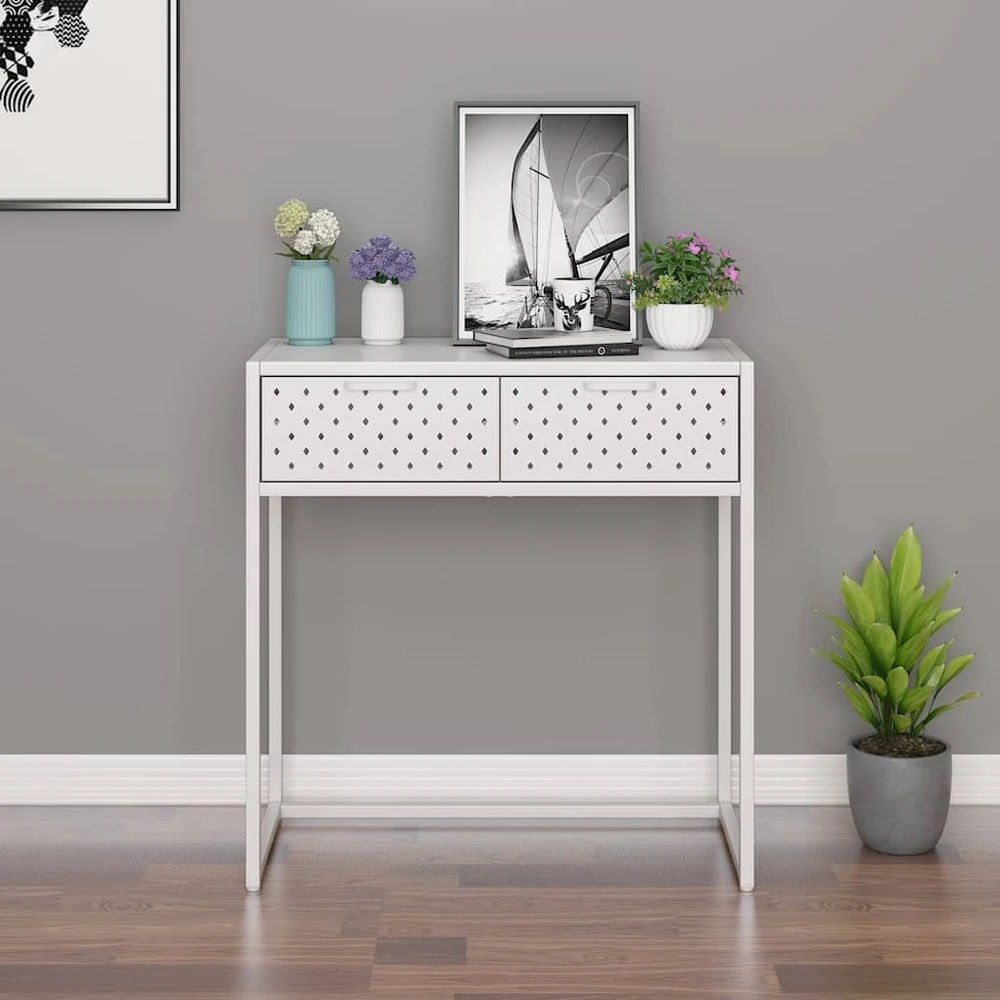 Konsolinis staliukas, baltos spalvos, 72x35x75cm, plienas
