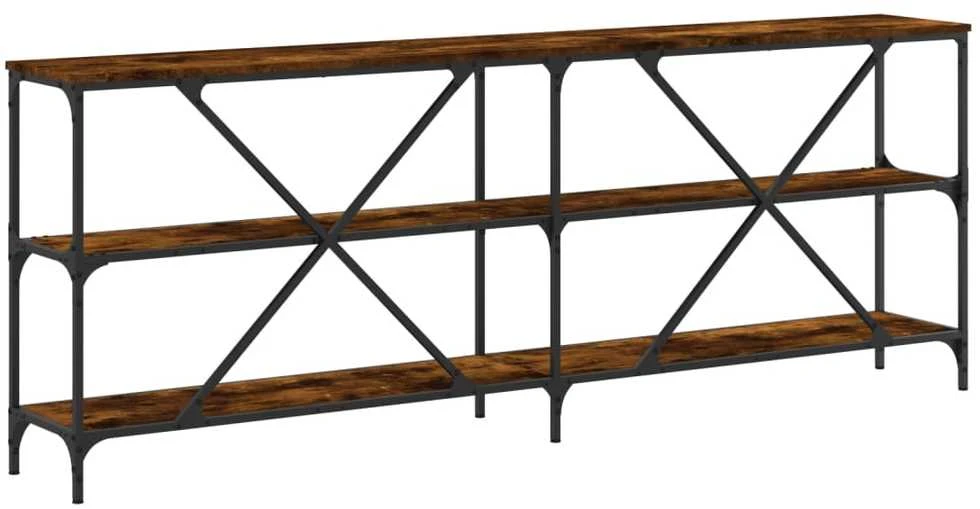 Konsolinis staliukas, dūminis, 200x30x75cm, mediena/geležis