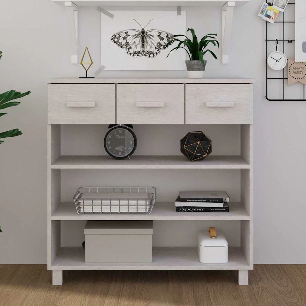 Konsolinis staliukas HAMAR, baltas, 90x35x90cm, pušies masyvas