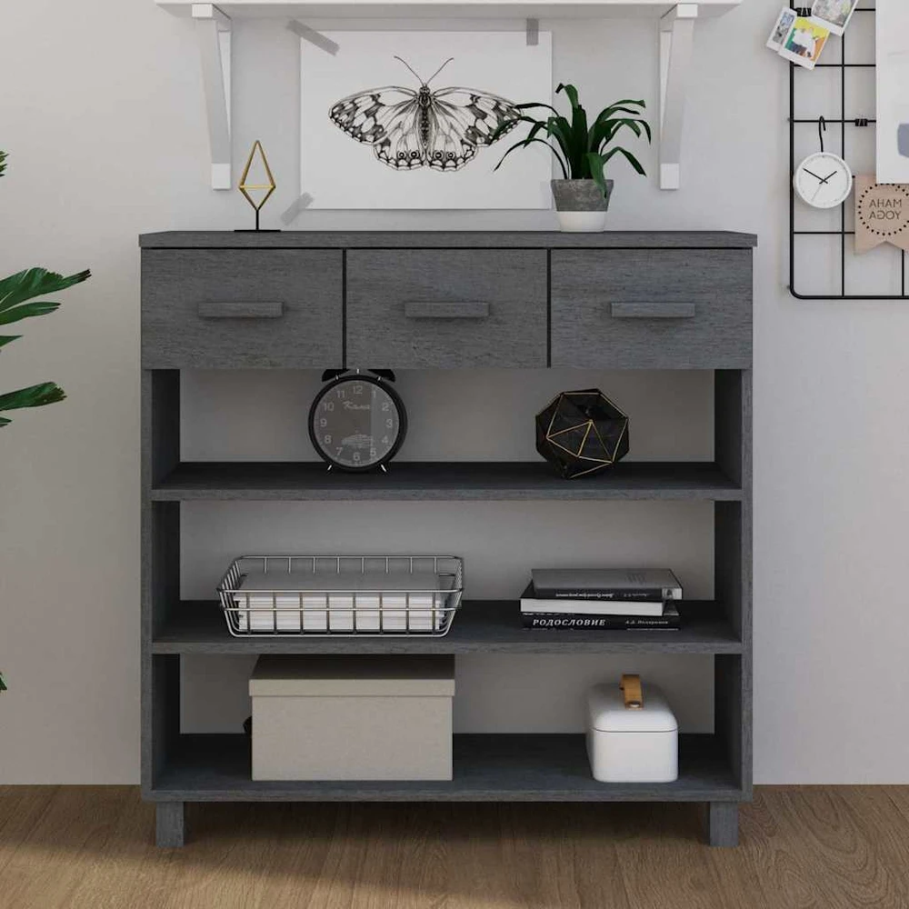 Konsolinis staliukas HAMAR, tamsiai pilkas, 90x35x90cm, pušis