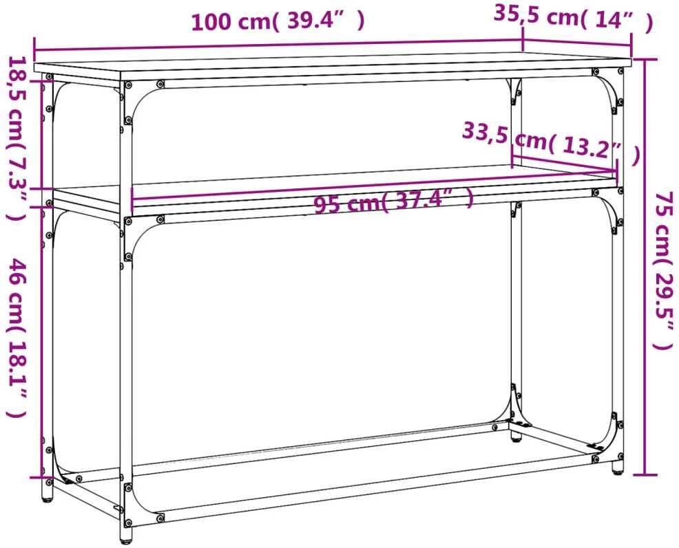 Konsolinis staliukas, juodas, 100x35,5x75cm, apdirbta mediena