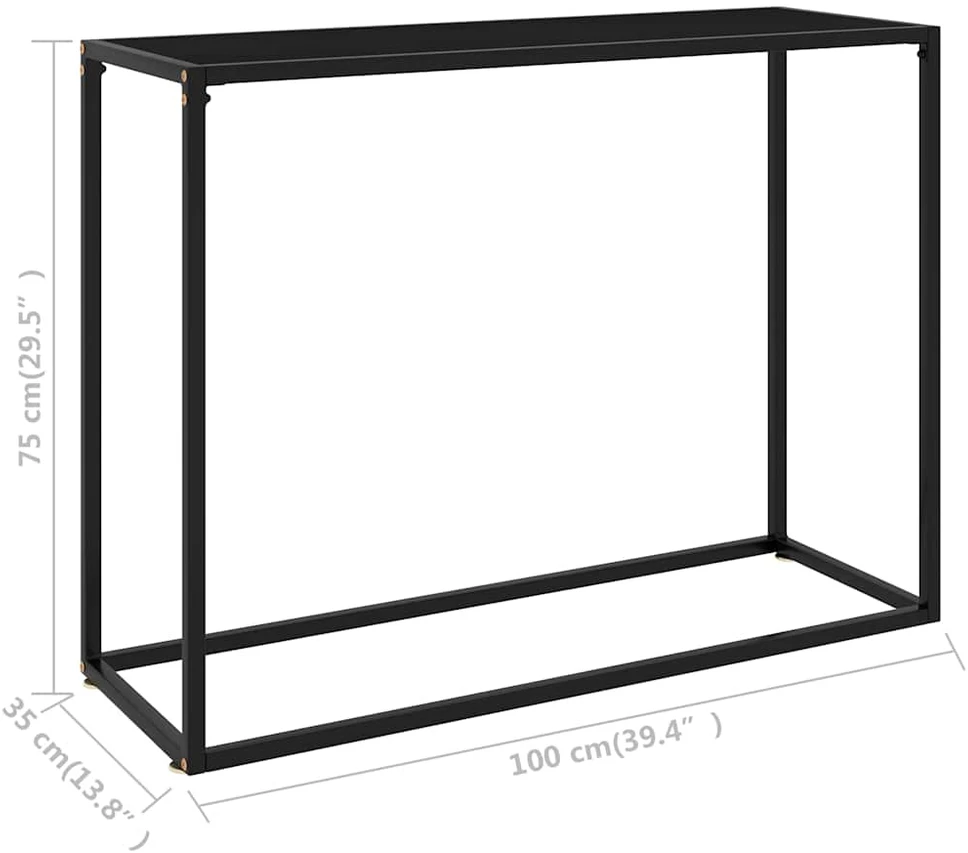 Konsolinis staliukas, juodas, 100x35x75cm, grūdintas stiklas