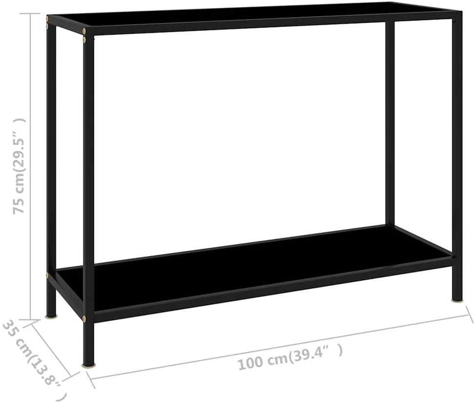 Konsolinis staliukas, juodas, 100x35x75cm, grūdintas stiklas