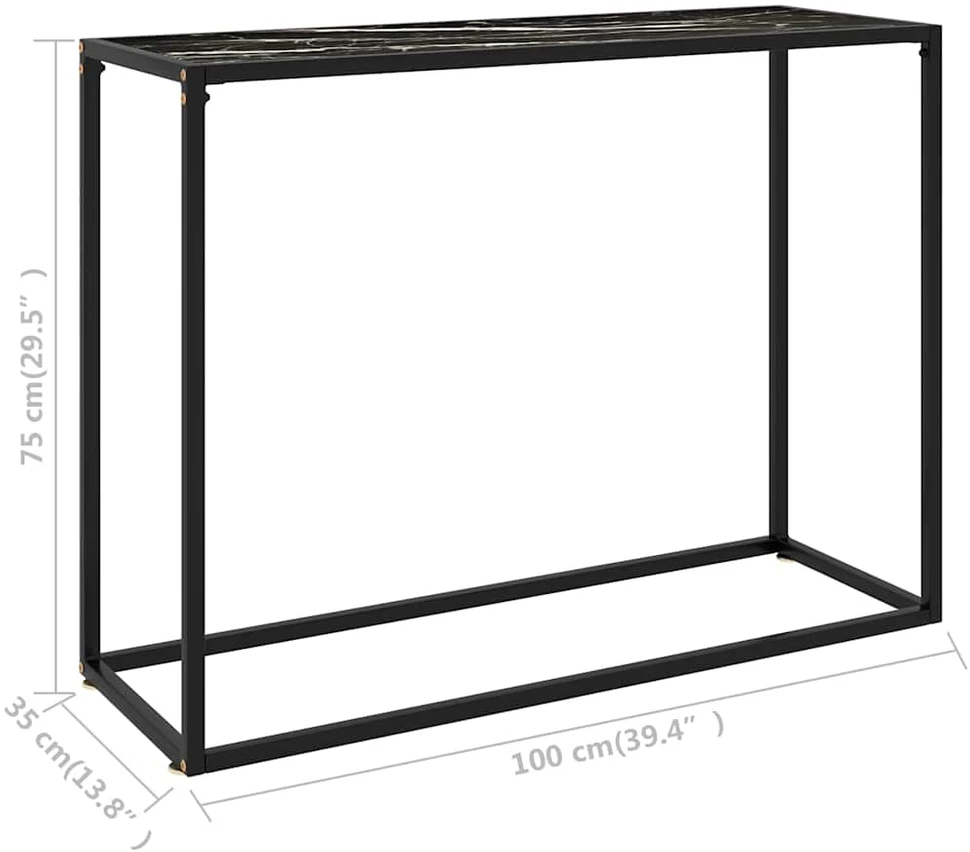 Konsolinis staliukas, juodas, 100x35x75cm, grūdintas stiklas
