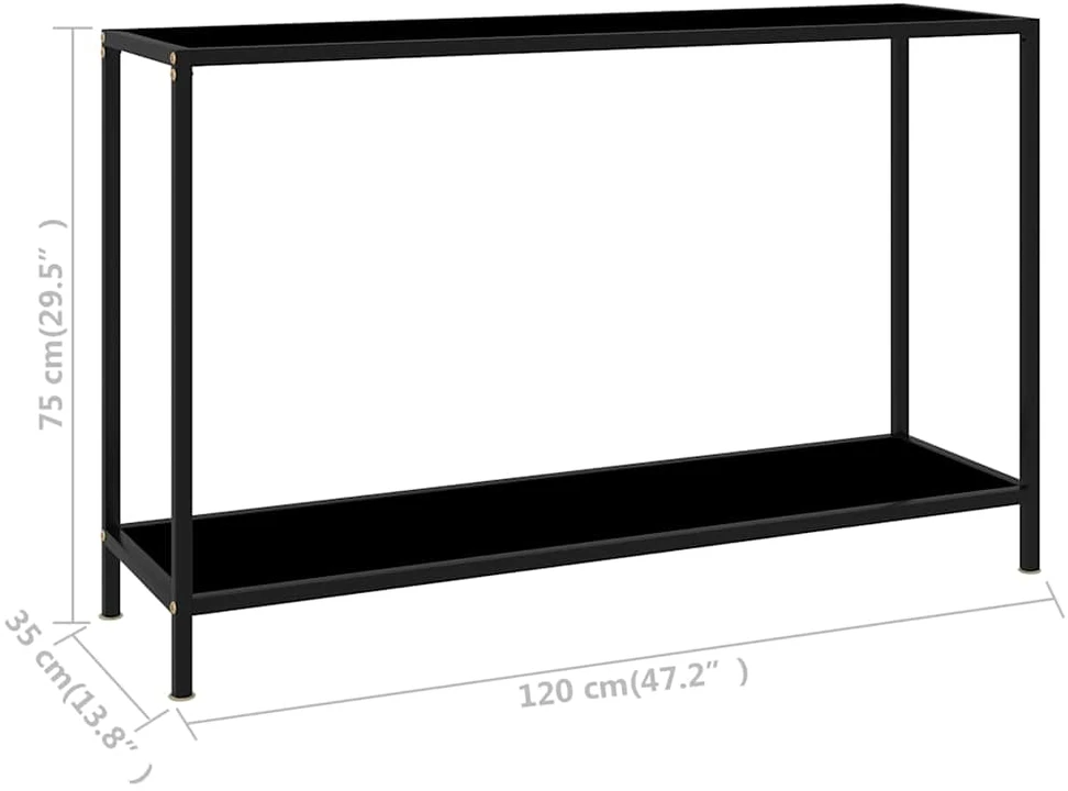 Konsolinis staliukas, juodas, 120x35x75cm, grūdintas stiklas