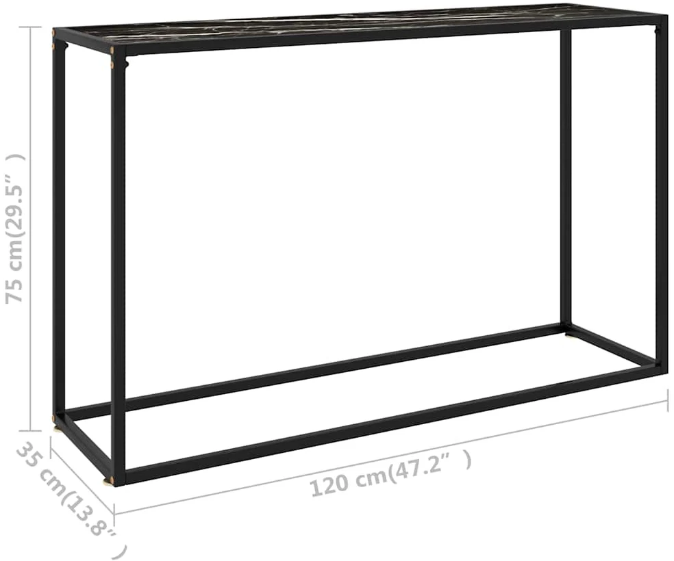 Konsolinis staliukas, juodas, 120x35x75cm, grūdintas stiklas