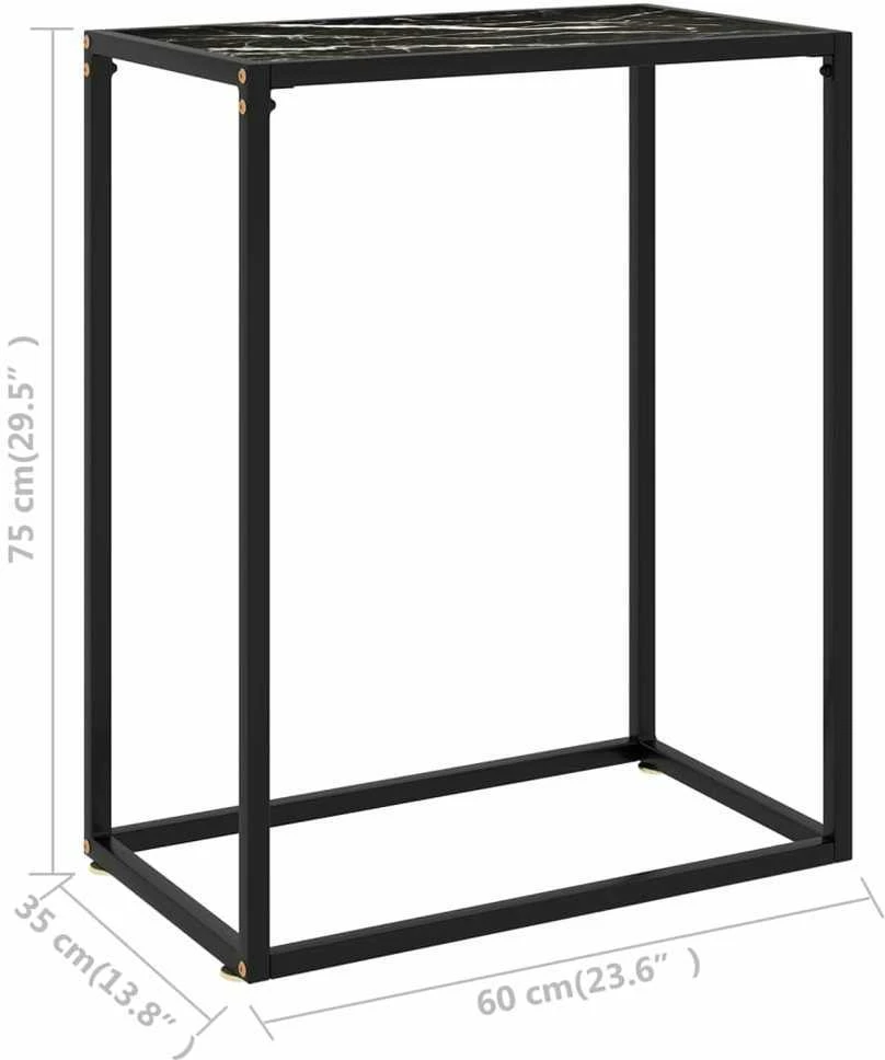Konsolinis staliukas, juodas, 60x35x75cm, grūdintas stiklas