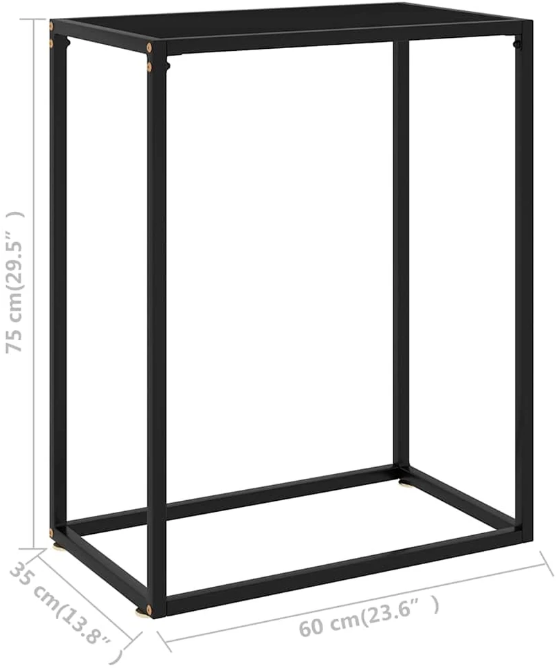 Konsolinis staliukas, juodas, 60x35x75cm, grūdintas stiklas