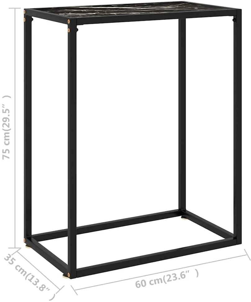 Konsolinis staliukas, juodas, 60x35x75cm, grūdintas stiklas