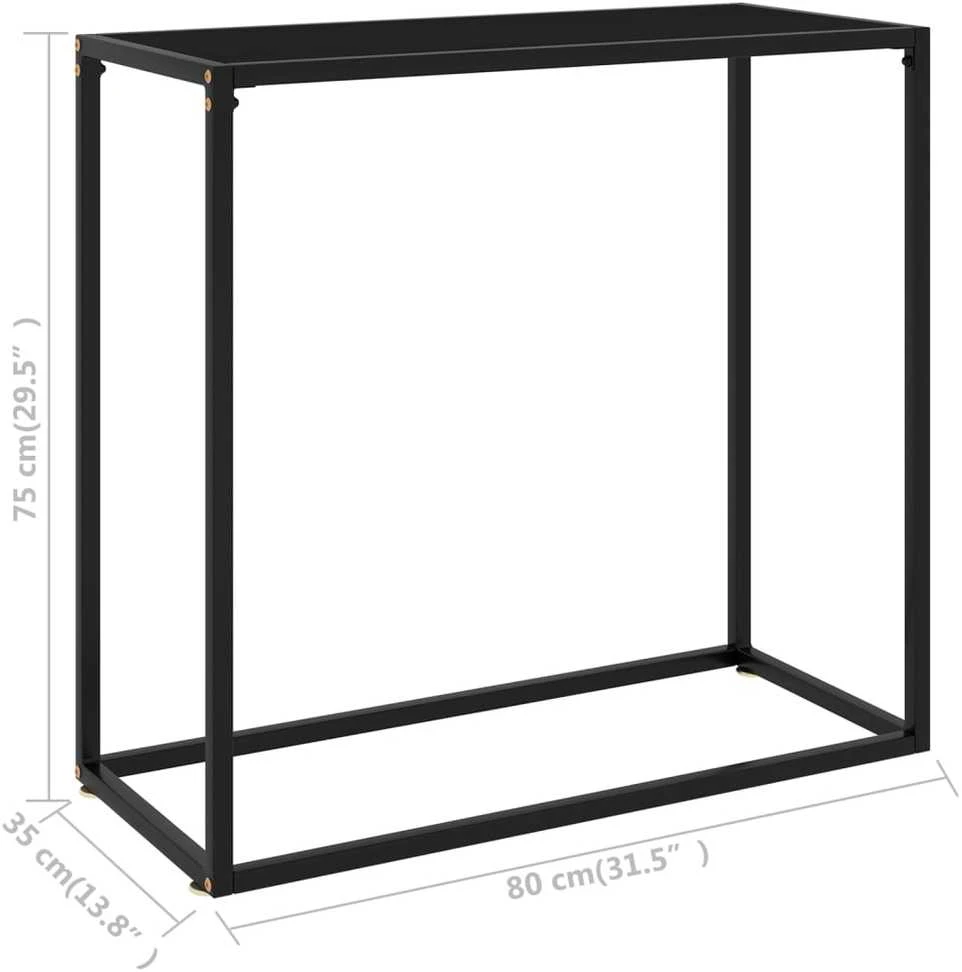 Konsolinis staliukas, juodas, 80x35x75cm, grūdintas stiklas