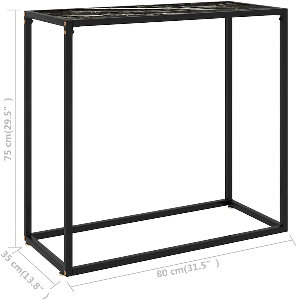 Konsolinis staliukas, juodas, 80x35x75cm, grūdintas stiklas