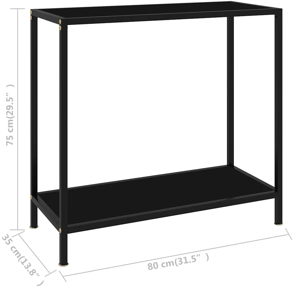 Konsolinis staliukas, juodas, 80x35x75cm, grūdintas stiklas