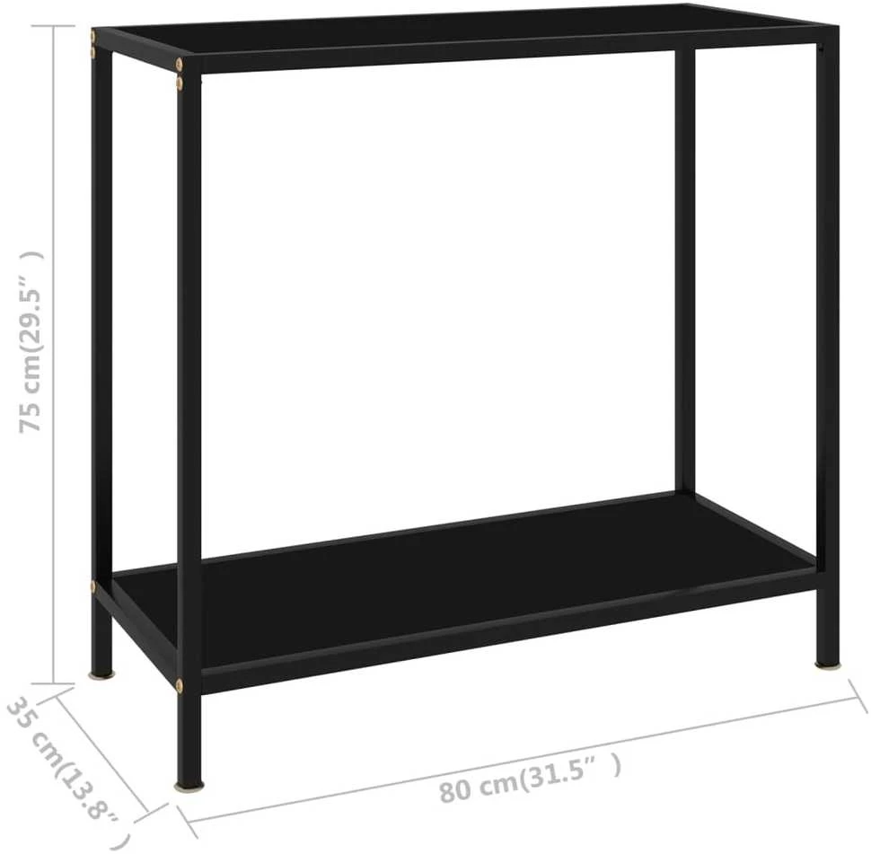 Konsolinis staliukas, juodas, 80x35x75cm, grūdintas stiklas
