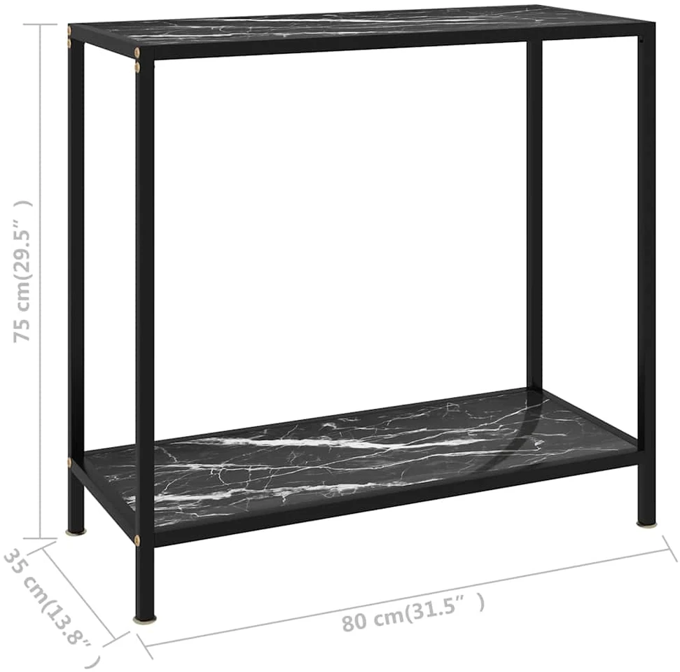 Konsolinis staliukas, juodas, 80x35x75cm, grūdintas stiklas