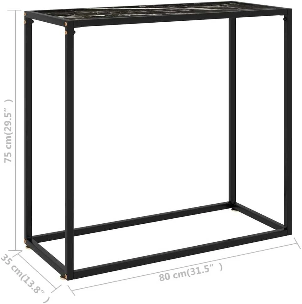 Konsolinis staliukas, juodas, 80x35x75cm, grūdintas stiklas