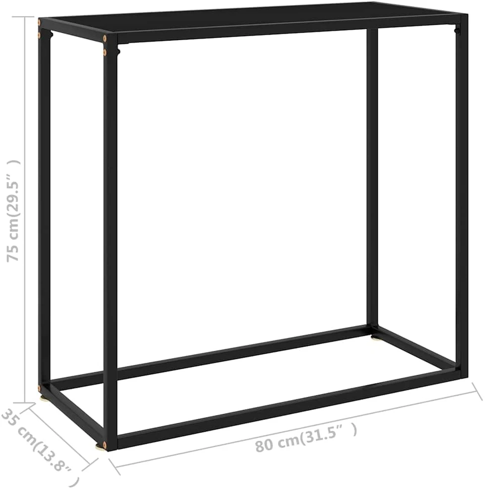 Konsolinis staliukas, juodas, 80x35x75cm, grūdintas stiklas