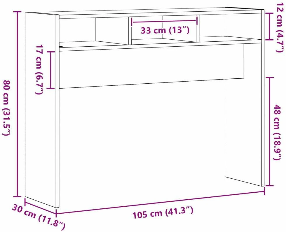 Konsolinis stalas Juodas ąžuolas 105 x 30 x 80 cm