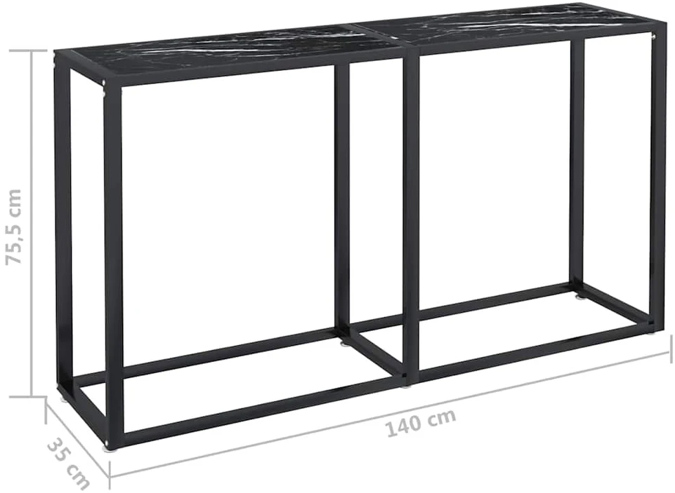 Konsolinis staliukas, juodo marmuro, 140x35x75,5cm, stiklas