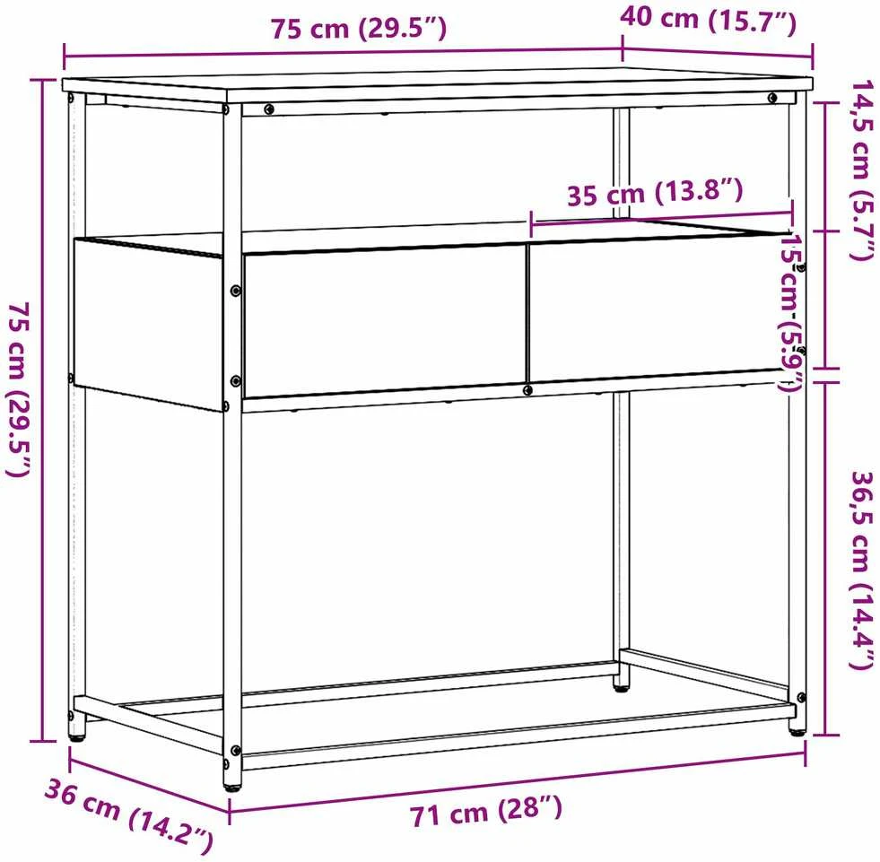 Konsolinis stalas Senovinis medis 75 x 40 x 75 cm