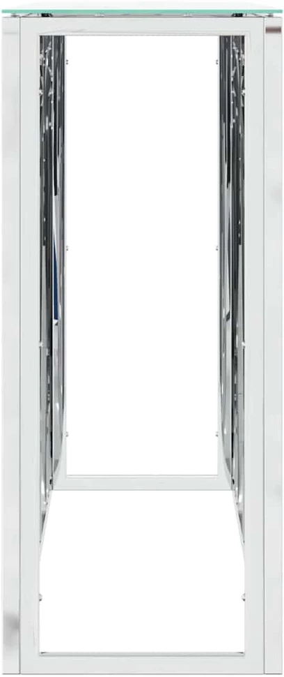 Konsolinis staliukas, sidabrinis, 110x30x70cm, plienas/stiklas