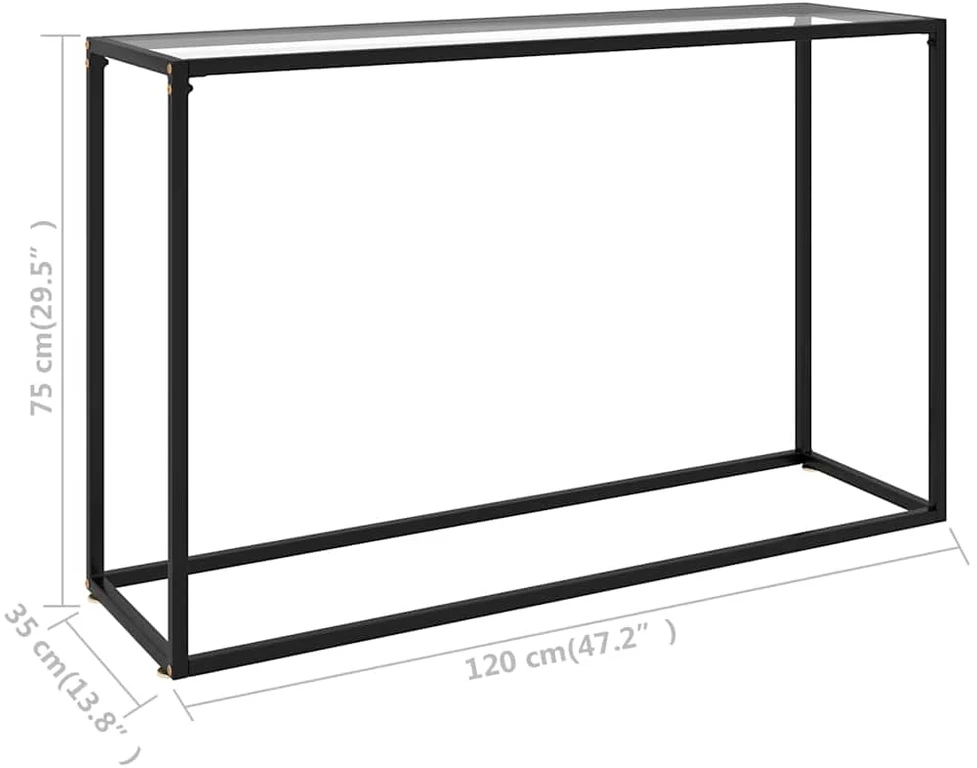 Konsolinis staliukas, skaidrus, 120x35x75cm, grūdintas stiklas