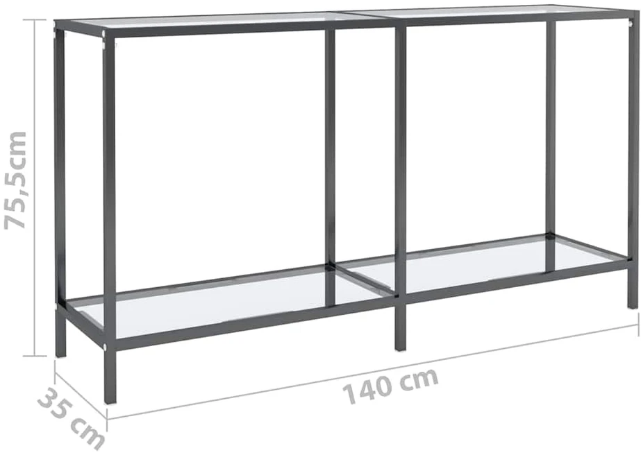 Konsolinis staliukas, skaidrus, 140x35x75,5cm, stiklas