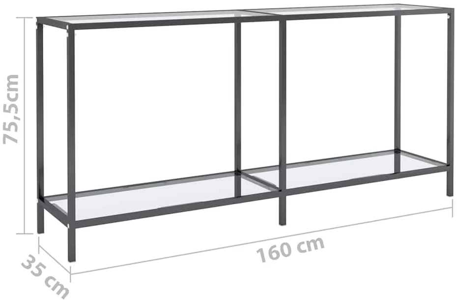 Konsolinis staliukas, skaidrus, 160x35x75,5cm, stiklas
