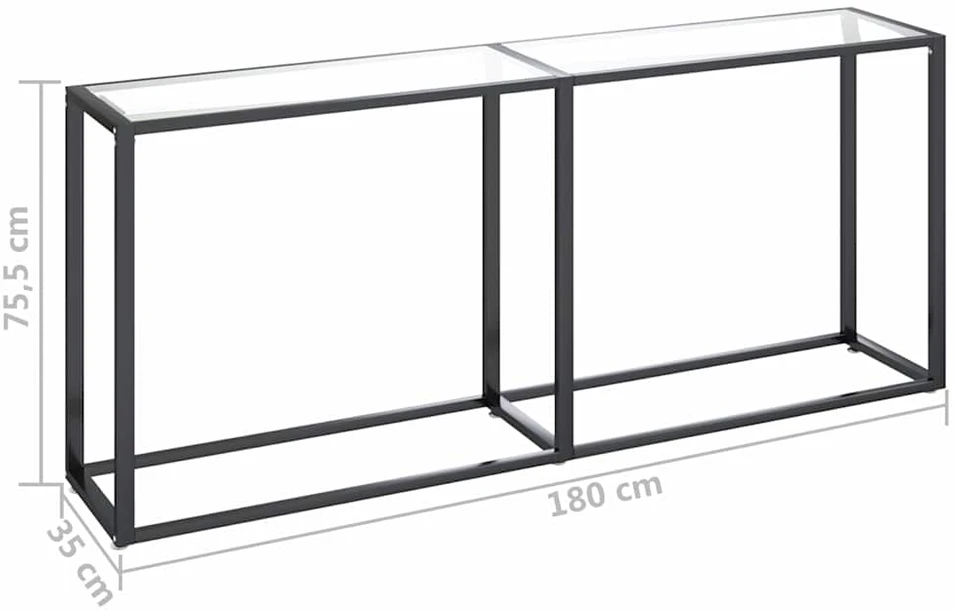 Konsolinis staliukas, skaidrus, 180x35x75,5cm, stiklas