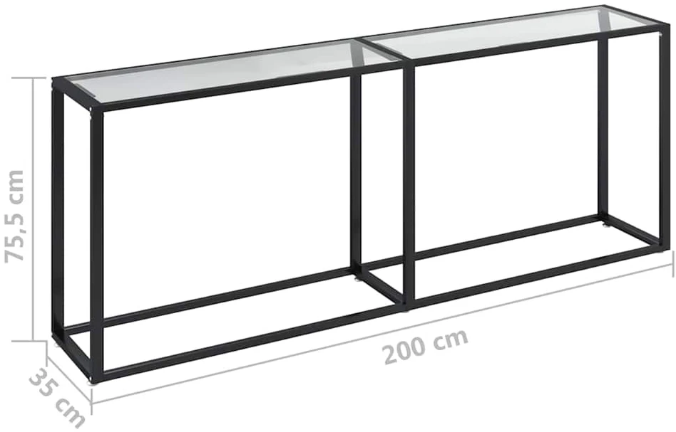 Konsolinis staliukas, skaidrus, 200x35x75,5cm, stiklas