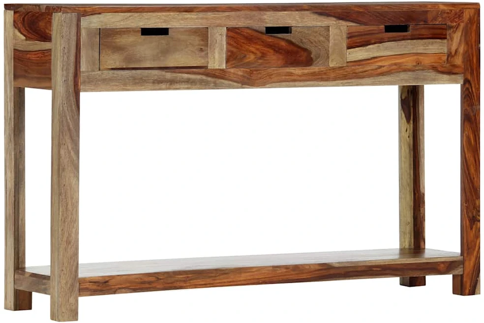 Konsolinis staliukas su 3 stalčiais, 120x30x75cm, rausv. dalb.