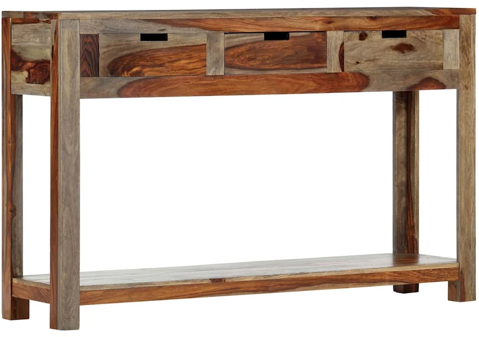 Konsolinis staliukas su 3 stalčiais, 120x30x75cm, rausv. dalb.