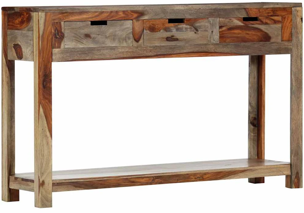 Konsolinis staliukas su 3 stalčiais, 120x30x75cm, rausv. dalb.