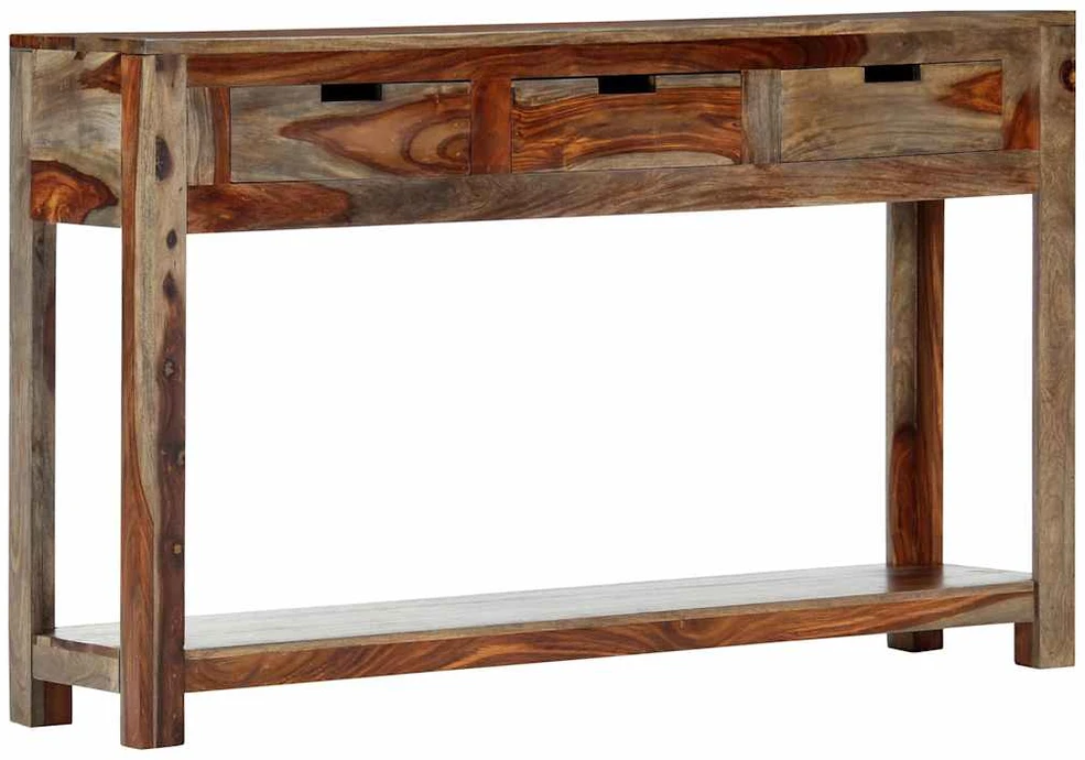 Konsolinis staliukas su 3 stalčiais, 120x30x75cm, rausv. dalb.
