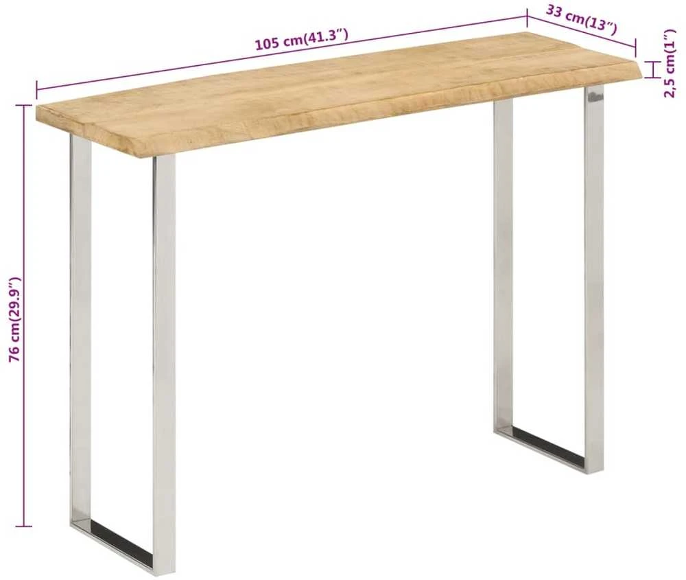 Konsolinis staliukas su gyvu kraštu, 105x33x76cm, mango mediena