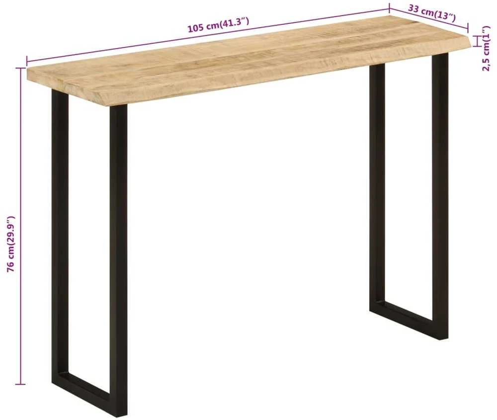 Konsolinis staliukas su gyvu kraštu, 105x33x76cm, mango mediena