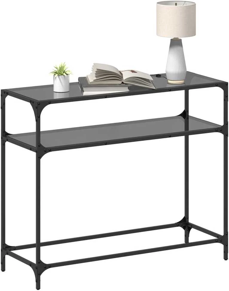 Konsolinis staliukas su juodu stalviršiu, 98x35x81cm, plienas