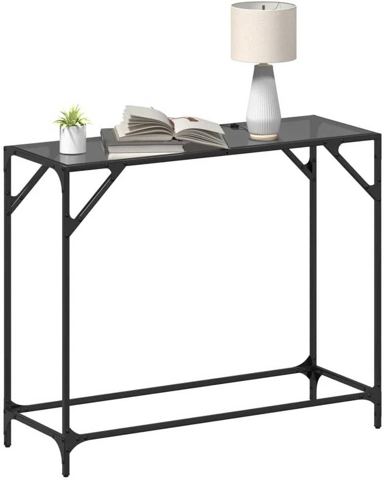Konsolinis staliukas su juodu stalviršiu, 98x35x81cm, plienas