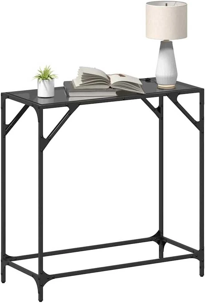 Konsolinis staliukas su juodu stalviršiu, 80x35x81cm, plienas