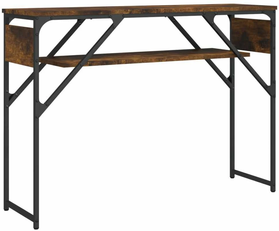 Konsolinis staliukas su lentyna, dūminis, 105x30x75cm, mediena