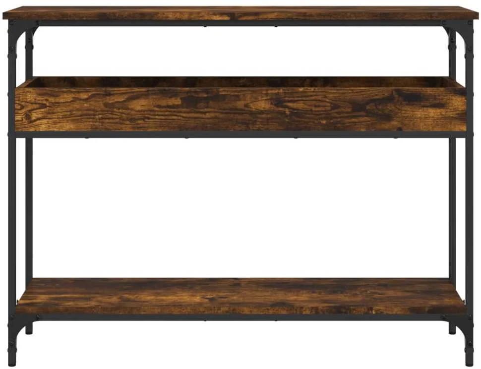 Konsolinis staliukas su lentyna, dūminis, 100x29x75cm, mediena