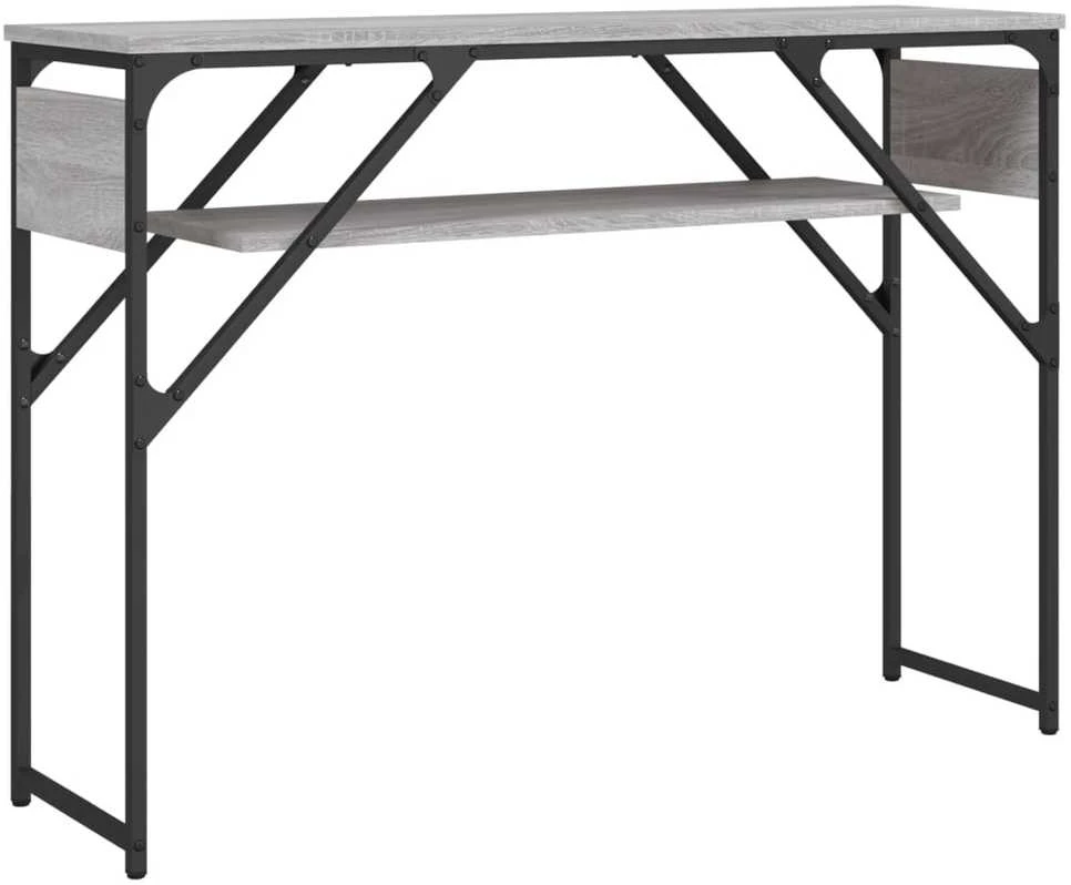 Konsolinis staliukas su lentyna, pilkas, 105x30x75cm, mediena