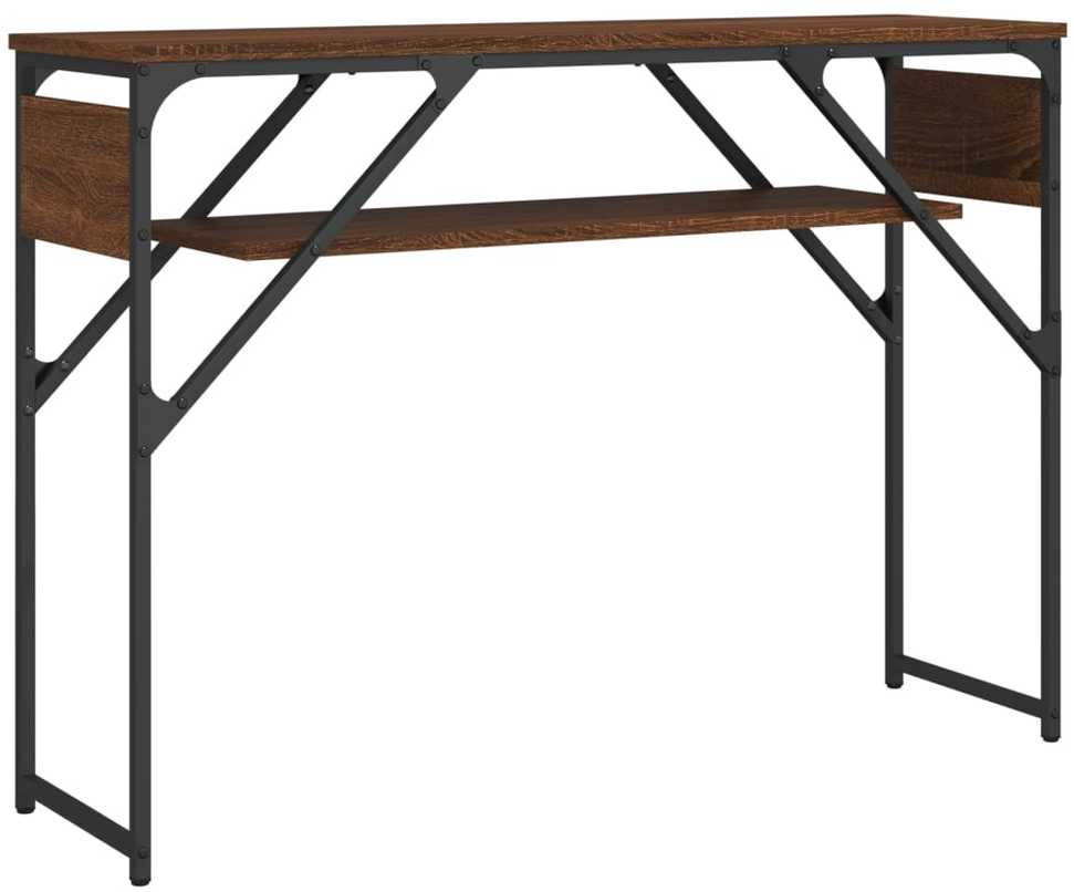Konsolinis staliukas su lentyna, rudas, 105x30x75cm, mediena
