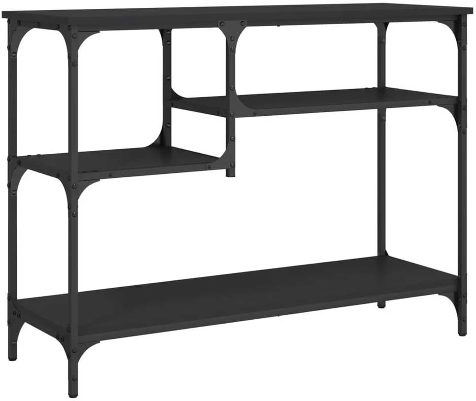 Konsolinis staliukas su lentynomis, juodos spalvos, 100x35x75cm
