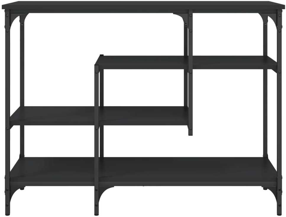 Konsolinis staliukas su lentynomis, juodos spalvos, 100x35x75cm