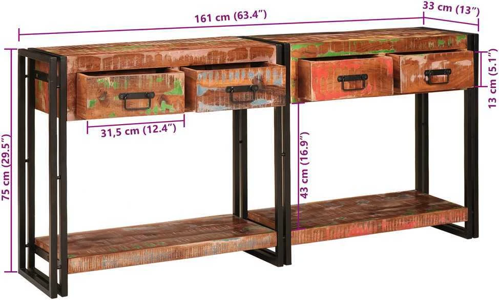 Konsoliniai staliukai 2 vnt. Įvairiaspalvis 161 x 33 x 75 cm