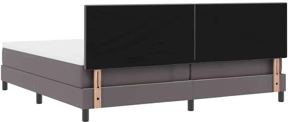 Kiemas lova su LED juostelėmis Pilka 200 x 200 cm Dirbtinė oda