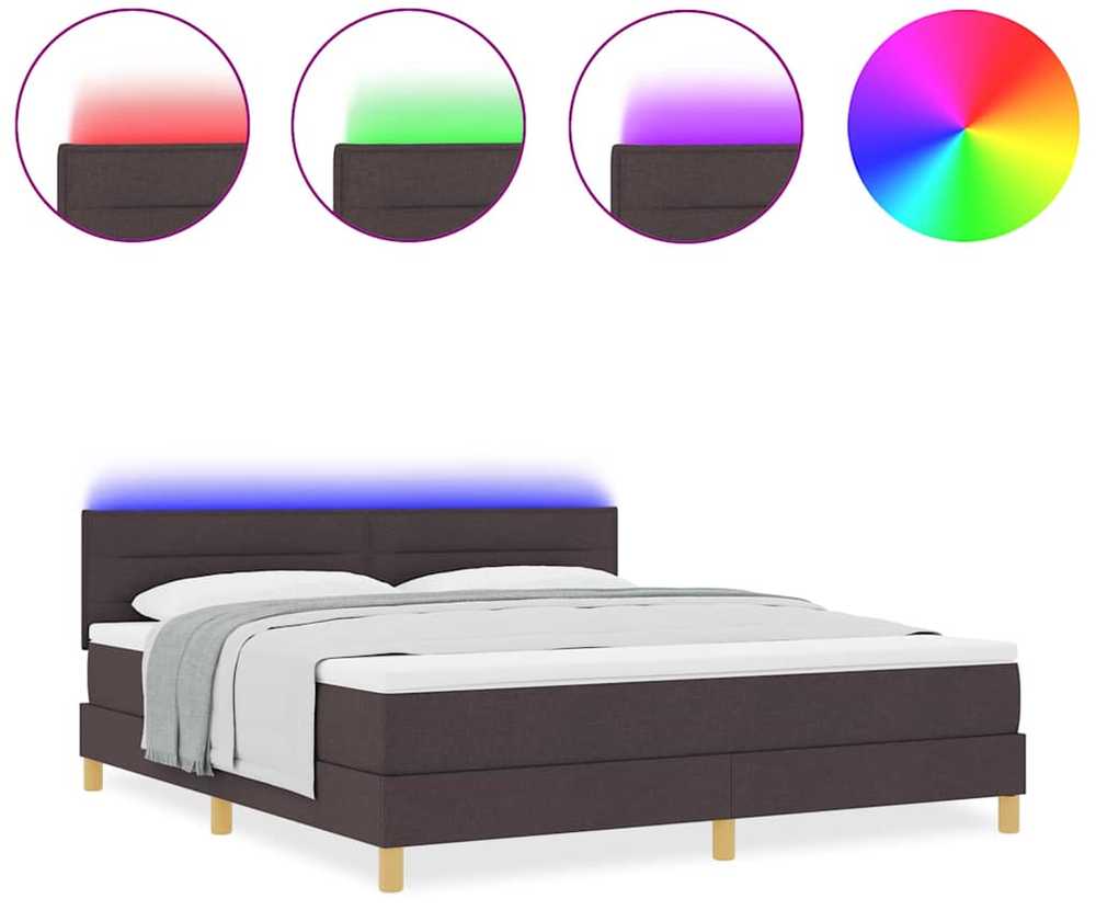 LED Čiužinio Lova Tamsiai rudas 180 x 200 cm audinys
