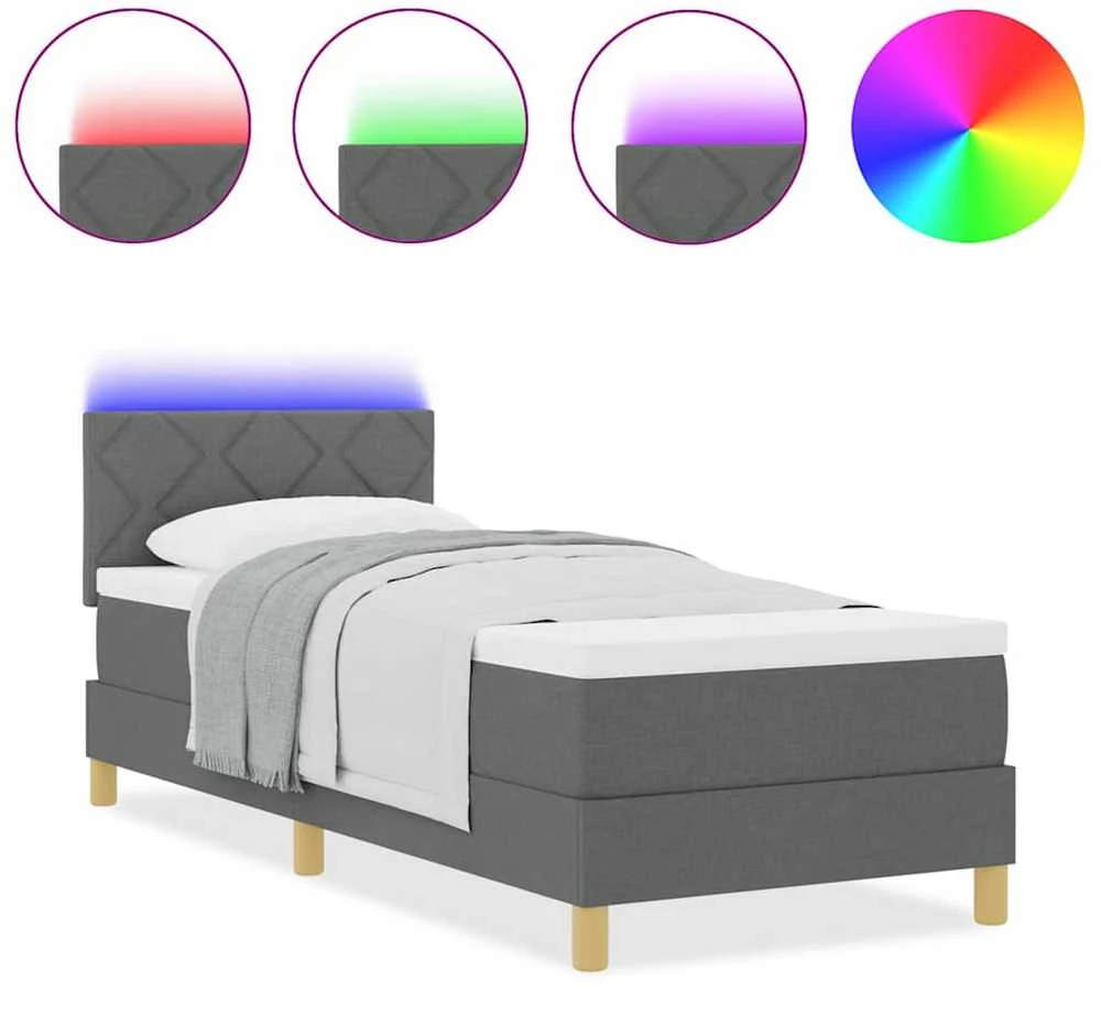 LED Čiužinio Lova su pagalve Tamsiai pilka 80 x 200 cm audinys