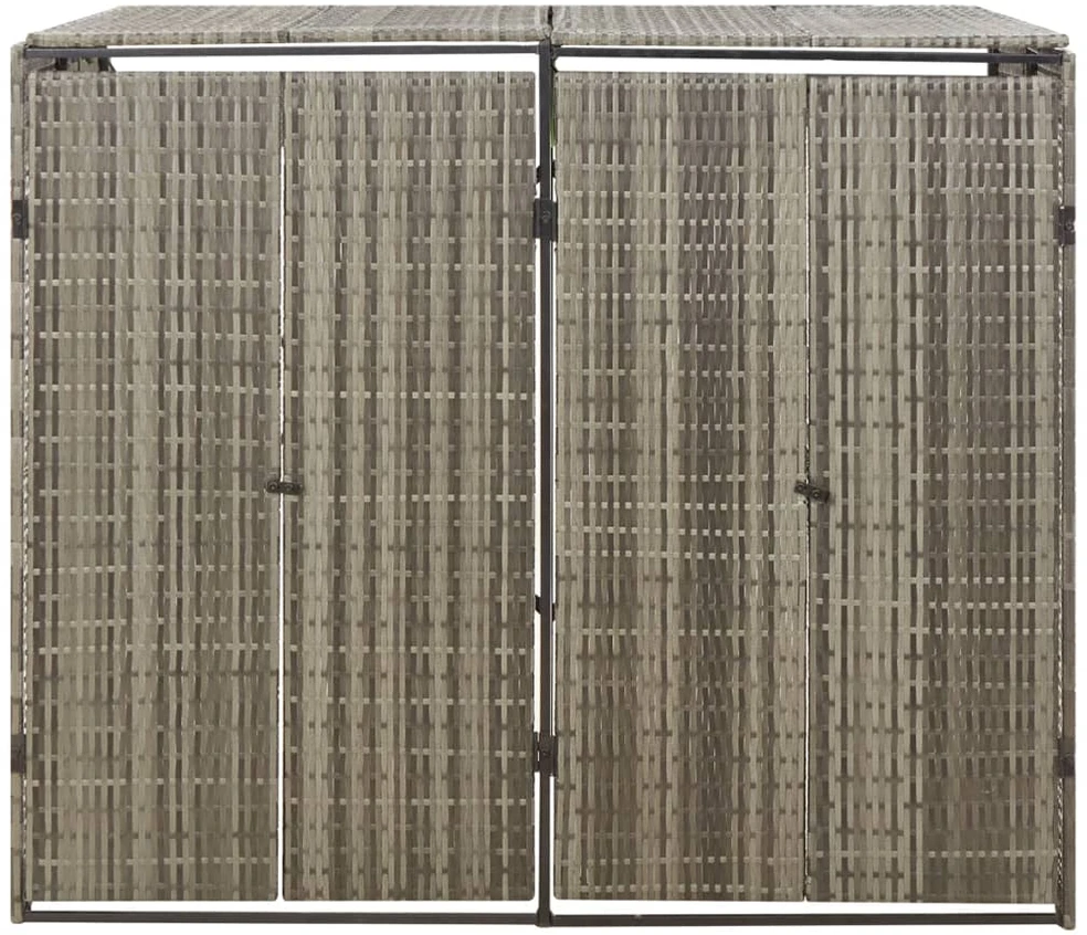Konteinerių stoginė, pilka, 140x80x117cm, poliratanas, dvivietė